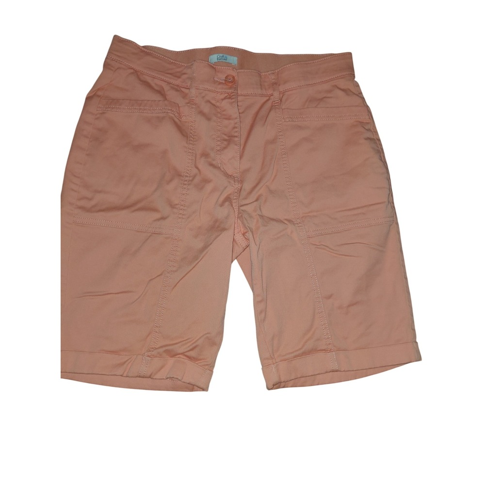 Croft & Barrow Women Coral Pink Utility Chino Shorts Size 10 Cuffed Casual Twill